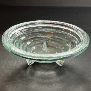 Vintage grüne Glas kubistische oder Linsenschale Made in Spain Fuß 7"  - Bild 1 von 8