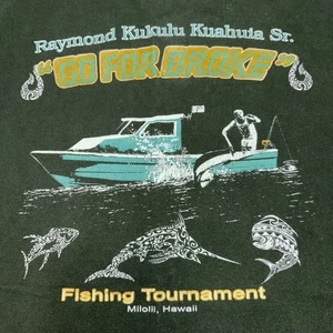 Camisa Raymond Kukulu Kuahuia Sr Para Hombres 3XL Verde Torneo de Pesca Milolii Hawaii - Imagen 1 de 7