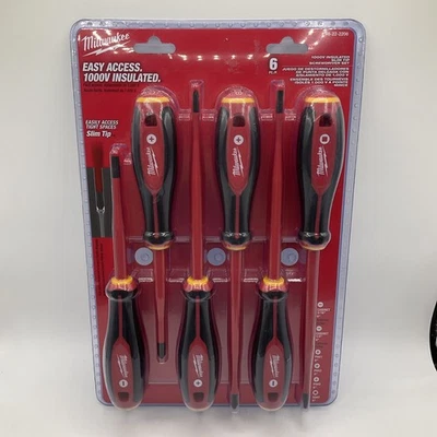 NUEVO Milwaukee 48-22-2206 1000V Aislado 6 Piezas Punta Delgada Juego de Destornilladores Foto 1 de 4