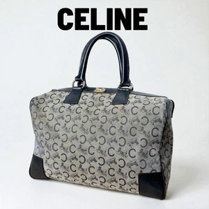 CELINE C Macadam Boston Bag Handbag Gray Canvas Women's USED FROM JAPAN - Picture 1 of 19