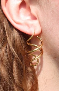Michael Good Solana 18k Yellow Gold Wave Double Spiral Earrings w Orig Box - Picture 1 of 9