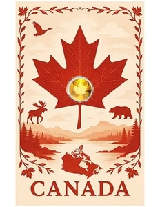 MAPLE LEAF 1/1000 Oz Goldmünze in Karte 50 Cent Niue 2025 - Bild 1 von 4