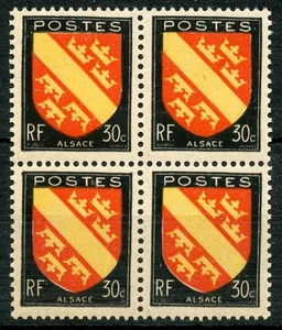 BRIEFMARKE / BRIEFMARKE FRANKREICH NEU Nr. 756 ** BLOCK MIT 4 WAPPEN ELSASS - Bild 1 von 1