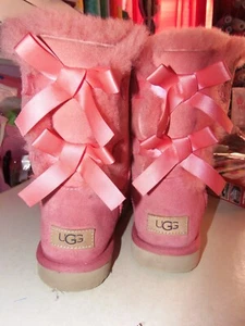 Ugg Boots Bailey Bow Suede Coquette "Cherry Blossom Hand Painted 1016225 Coral - Picture 1 of 14
