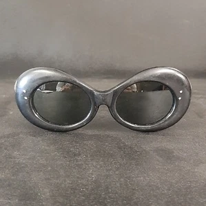 Rare 1960s Vintage Black Large Sunglasses Glass Lenses Made In Italy. - Picture 1 of 8