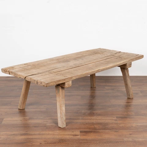 Rustic Plank Wood Coffee Table from Old Work Table, circa 1890 Cover