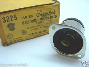 Hubbell 3225 Twist-Lock Stecker Unterputzmotorbasis. 2-Draht 250V 20A Verwendung mit 3223 t1 - Bild 1 von 1