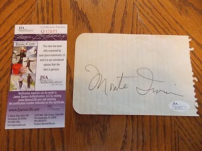 RARE Monte Irvin Autograph On Spiral Bound Paper Comes With JSA COA Signature - Image 1 of 3
