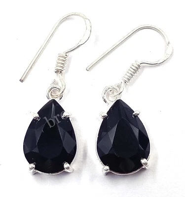 PENDIENTES ZAFIRO NEGRO NATURAL CORTE PERA 17,40 CT PLATA EGL GEMAS SUELTAS 5FRU Foto 1 de 4