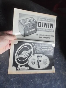 Ancienne Publicité 1953 Volant & Plaque "F" France Quillery Accus Dinin Batterie - Imagen 1 de 2