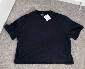 Fabletics 100% Cotton Cropped Tee Womens Size Medium Black, Lightweight Stretch - Picture 1 of 5