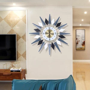 Large Starburst Metal Wall Clock Mid Century Modern Europe Style Decor 60x60cm - Picture 1 of 15