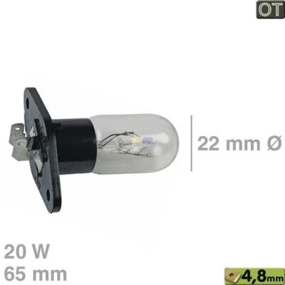 Mikrowellen Garraum-Lampe T170 20W 2x4,8 AMP für Bosch Siemens Neff Panasonic LG