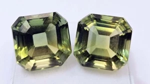 Asscher Taglio 6-7 Ct Coppia Tormalina Bicolore CERTIFICATA GL Gemme - Foto 1 di 10