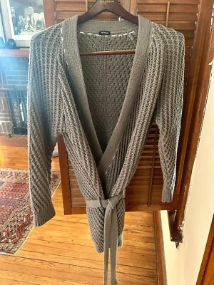 Cardigã suéter feminino Kiton novo com etiquetas tamanho 42 cinza novo com etiquetas algodão seda - Imagem 1 de 4