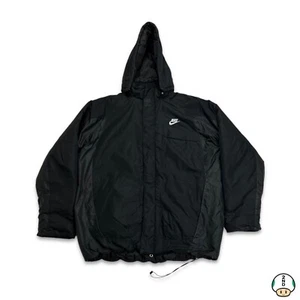 Nike Sportswear Jacket Mens XL Black Swoosh Spell Out Full Zip Outdoor Coat - Picture 1 of 5