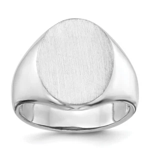 10K Solid White Gold Mens Custom Engraved Signet Ring - Picture 1 of 10