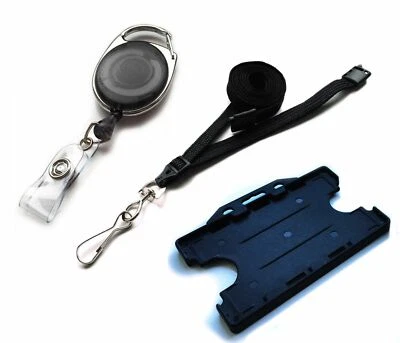 ADVANCED CARD BUREAU LTD Double Sided Premier Id Card Badge Holder With Metal Lanyard Pack Free P&P