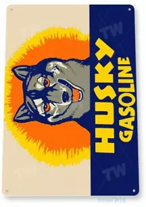 HUSKY BENZIN 11 X 8 BLECHSCHILD NOSTALGISCHE REPRODUKTION WERBUNG - Bild 1 von 1