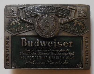 Budweiser Vintage Brass Plated 1987 Belt Buckle HTF - Image 1 of 2