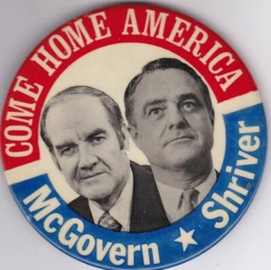 McGovern Shriver giant button 1972 President 3.5" - Picture 1 of 1