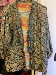 Lovely Vintage Womens Mandarin Style Oriental Brocade Jacket Silky - Picture 1 of 7