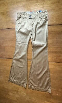 New W/ Tag Vintage Z Cavaricci Satin Gold Brown Wide Leg Pants Size 3  - 90s Y2k - Image 1 of 4