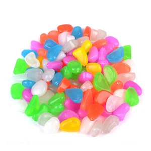 100pcs Luminous Cobblestones Pebbles Stones Glow in the Dark for Aquarium Fish - Picture 1 of 3