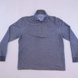 LL Bean Signature Sweater Mens Large Navy Blue Long Sleeve Zip Cotton Pullover - Foto 1 di 8
