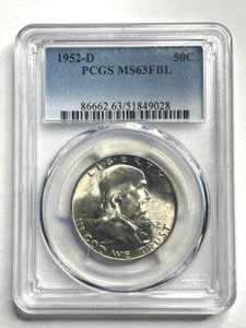1952-D Franklin Half Dollar PCGS MS63 FBL - Collectible - Picture 1 of 3