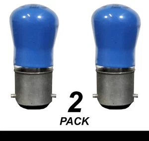 2 x 15W Blue Coloured Pilot Light Globes Bulbs Lamps B22 Bayonet BC Incandescent - Picture 1 of 5