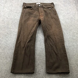 Vintage Levis 501 Jeans Mens 34 x 26 Original Brown Button Fly Denim Distressed - Picture 1 of 10
