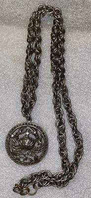 "Maravilloso medallón de cangrejo signo zodiacal de cáncer hecho de estaño cadena de 30""" Foto 1 de 4