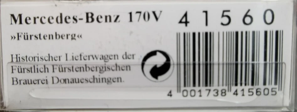 BUSCH 41560 Mercedes Benz 170V "Furstenberg" - scala H0 - Immagine 1 di 3