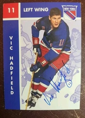 1994 Parkhurst Missing Link #98 Vic Hadfield Autograph NY RANGERS - Image 1 of 2