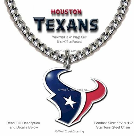 LARGE HOUSTON TEXANS NECKLACE STAINLESS STEEL CHAIN NFL FOOTBALL NEW FREE SHIP ' Cover