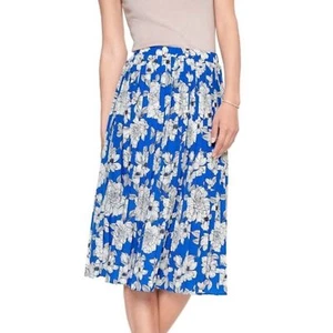 NWT Banana Republic Print Pleated Midi Skirt Blue Floral Print Accordion Floral - Picture 1 of 5