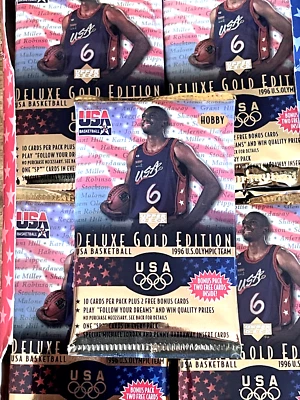Baloncesto Upper Deck 1996 EE. UU. Olympic Team Deluxe Gold Ed. PACK HOBBY 12 tarjetas