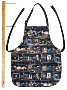 US HANDMADE 2 IN 1 APRON WITH "WITCH BOOK" PATTERN COTTON FABRIC - Picture 1 of 4
