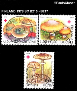 FINNLAND 1978 SC B215 - B217 FINNISH MUSHROOM SURTAX 4 FINNISH RED CROSS UNG F/VF - Bild 1 von 2