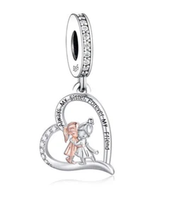 Echt Sterling Silber 925 Always My Sister Forever My Friend Love Herz Charm - Bild 1 von 1