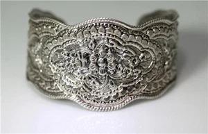 Brazalete Puño Estilo Victoriano Repousse Forjado a Mano de Plata Esterlina 7,5 8172 - Imagen 1 de 6