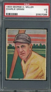 1933 George C. Miller - Charlie Grimm - PSA 3 VG - type 1 - Picture 1 of 2