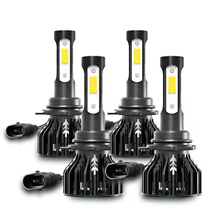 9005 9006 LED Headlights Kit Combo Bulbs 6000K Hi Low Beam Super White Bright 4x - Picture 1 of 117