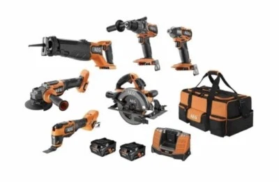 NEW AEG 18V FUSION Brushless 6-Piece 5.0Ah FORCE Kit plus 2 x 18V 5.0Ah Battery - Image 1 of 4