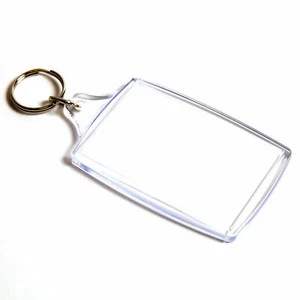 NEW  Clear Acrylic Plastic BLANK KEYRINGS 70 mm x 45 mm Insert-photo (UK)) - Picture 1 of 3