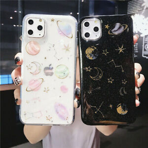 Case for iPhone 12 11 Pro Max XR XS 6 7 8 Plus Space Planet Moon Soft TPU Cover