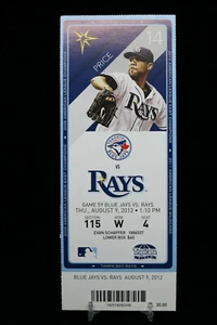 Toronto Blue Jays vs Tampa Rays Game 59 MLB Ticket w Stub 08/09/2012 Price - Bild 1 von 2