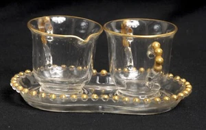 Bandeja crema azúcar vidrio transparente cuentas doradas Candlewick Imperial 400/122/29 - Imagen 1 de 4