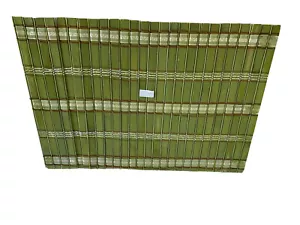 Placemat Set of 6 Natural Decorative Ribboned Bamboo Placemats BBQ Camping - Picture 1 of 7